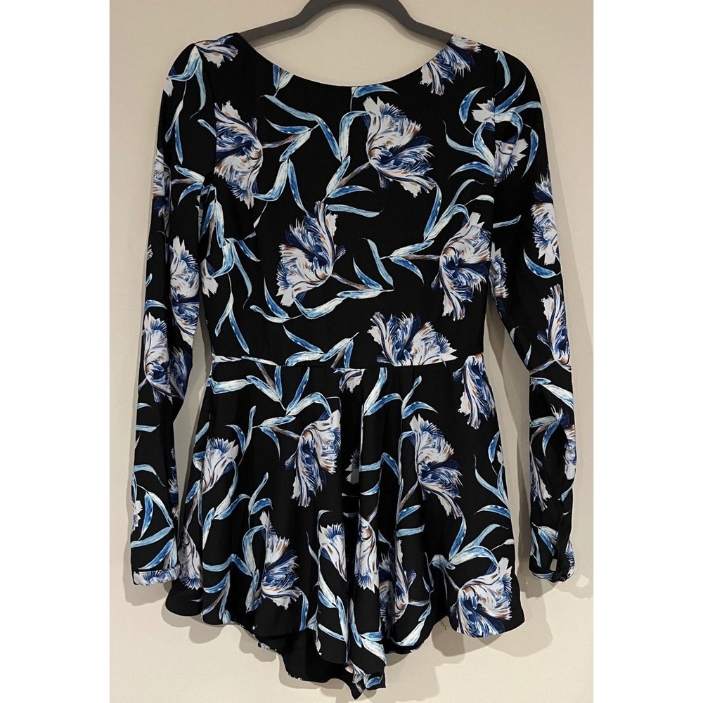 STYLESTALKER Mulholland Romper Viper Floral Black Blue Long Sleeve Size‎ S NWT